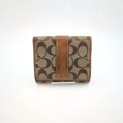 COACH コーチ 二つ折り財布 シグネチャー キャンバス レザー ブラウン