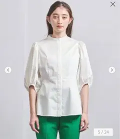 UNITEDARROWS　C サテン バルーンスリーブ ブラウス