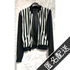 Z.unus ブルゾン 上着 ストライプ 白 ホワイト 黒 ブラック