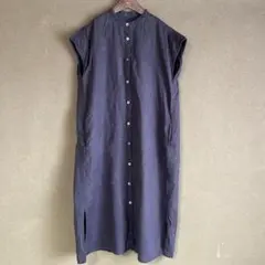 フレンチリネン洗いざらしフレンチスリーブワンピース　M~L 無印良品
