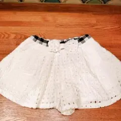 リボン付きホワイトスカート 100cm　nino フレアショートパンツ