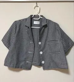 【by muni:r】ショート丈ジャケット 千鳥柄 半袖のサムネイル