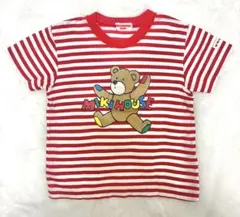 【レトロ】ミキハウス くま ボーダーTシャツ 110のサムネイル