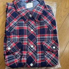 BACK NUMBER ライトオン チェックネルシャツ M 紺 赤