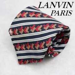 LANVIN ロゴライン ストライプ柄 ネクタイ シルク ビジネス パーティー