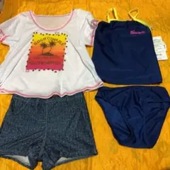 新品 セパレート水着 4点セット 130cm イエロー