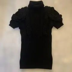 SPORTMAX【美品】ケーブル編みハイネックニット黒 半袖　M