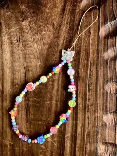 カラフルビーズの携帯ストラップ