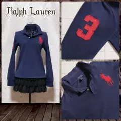 ラルフローレン ポロシャツ 長袖 ネイビー 赤 ビッグポニー 平成ギャル y2k