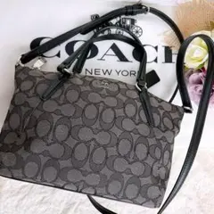 極美品☆COACHコーチ ショルダーバッグ ブラック シグネチャー キャンバス