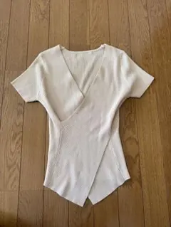 レディース 半袖リブニットトップス S