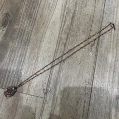 TADY & KING 石付き たたきメタル ネックレス 赤ビーズ ターコイズ 