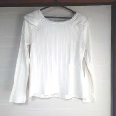 【美品 値下げ】マジェスティックレゴン 襟付き リブ トップス 長袖 ニット