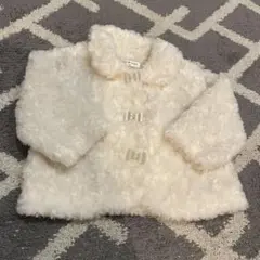 今週限定出品 ホワイトファーコート リボンボタン付き