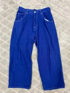 カラーパンツ、青パン、ワイドパンツ