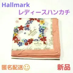 【新品】Hallmark レディース ハンカチ 花柄 ハート ホワイト ピンクのサムネイル