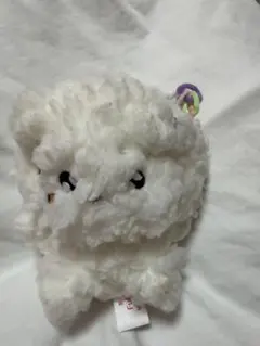 白いもこもこ マスコット キーホルダー