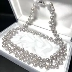 美品✨本真珠 パールネックレス ロング デザインパール SILVER金具