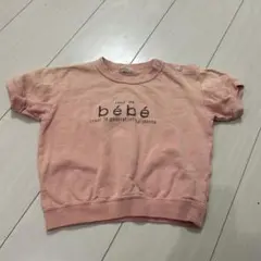 bebe プリントTシャツ 95サイズ くすみピンク