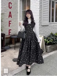 花柄ジャガードフレアワンピース［gn389］