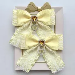 【推し活に】黄色フリルリボン ヘアクリップ 量産型 地雷系 ゆめかわいい