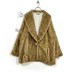 アングリッド ファー テーラードジャケット(M)女優襟 フェイク 1ボタン▼