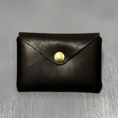 作家様　ハンドメイド　カードケース　本革　レザー　ブラック　コインケース　黒