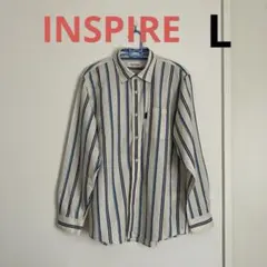 【INSPIRE 】ストライプ 長袖シャツ　Lサイズのサムネイル