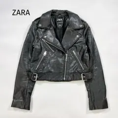 ZARA ライダース ジャケット ショート丈 黒 S ザラ フェイクレザー