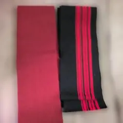赤と黒のストライプ 半幅帯　2枚