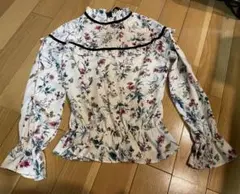 archives 花柄　長袖　シャツ　リボン　レディース　フリル　ブラウス
