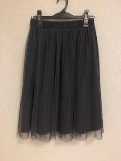 フレアスカート チュール　2way フェミニン ストライプ　通勤服