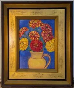 最終価格　肉筆　油彩　真作　絵画　油絵　美術品　ひまわり　花　静物画　インテリア 最終価格 肉筆 油彩 真作 絵画 油絵 美術品 ひまわり 花 静物画