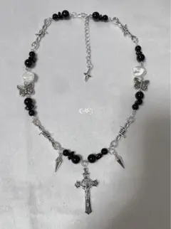 ハンドメイドアクセサリー ビーズネックレス フェアリーグランジ y2k ロザリオ