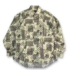 貴重【VINTAGE】80s 90s 総柄 アートデザイン ビンテージシャツ古着