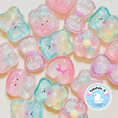 1個30円　きらきらドロップ　デコパーツ　うさぎ　リボン　ハート　くま　S-27