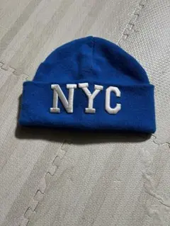 H&M NYC刺繍ニット帽 青