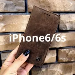iPhone6.6s スマホケース　手帳型　本革　シンプル　オシャレ　ブラウン茶