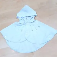 【６０～９０】familiar　ファミリア　ケープ　ポンチョ　水色　赤ちゃん