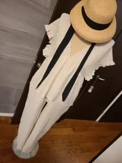 しまむら　大きいサイズ　L～　アイボリー オールインワン　新品タグ付き