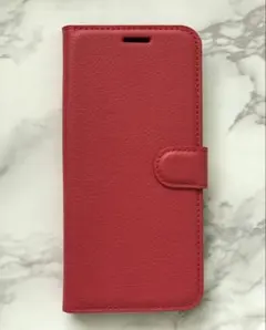 iPhone7Plus/8Plus レッド　赤色　シンプルレザー手帳型ケース