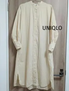 UNIQLO（ユニクロ）コットンロングシャツワンピース　クリーム色　Mサイズ