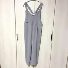 ViS グレー ワイドレッグサロペットオーバーオールFサイズ