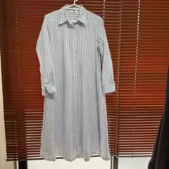 UNIQLO ブルー✖️ホワイトストライプ 長袖シャツワンピース S