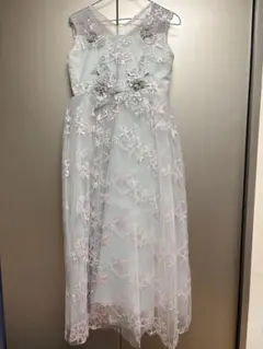 子供用 キッズ ロングドレス 160cm 星形刺繍 グレー ドレス