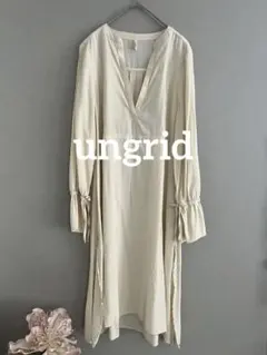 ungrid シャツ ワンピース フリル リボン 長袖 レーヨン ボリューム