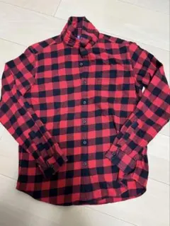 ユニクロ キッズ ネルシャツ 赤黒チェック シャツ　150 男子