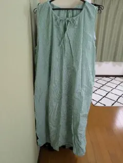 ギンガムチェック ノースリーブ ロングワンピース