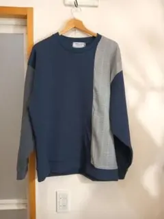 新品　TIMBREPOSTE ネイビー チェック柄 七分袖カットソー L
