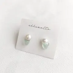 パールと天然石のピアス【フォーマル】